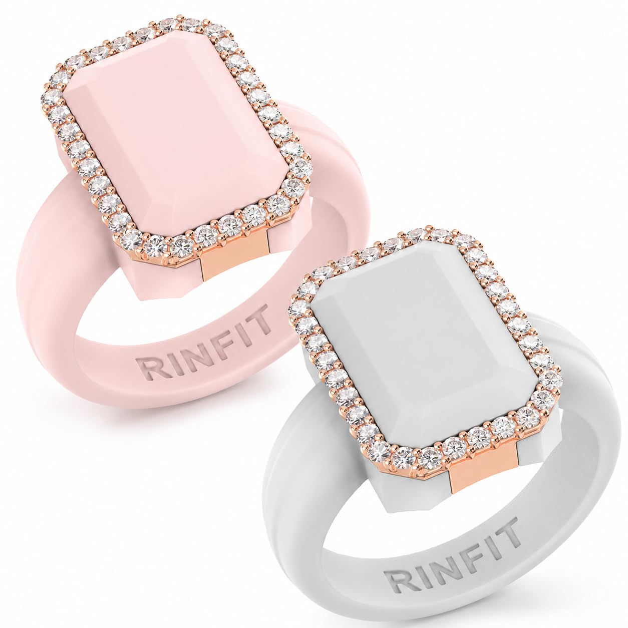 Rinfit Emerald Silicone Ring with CZ Stones for Women