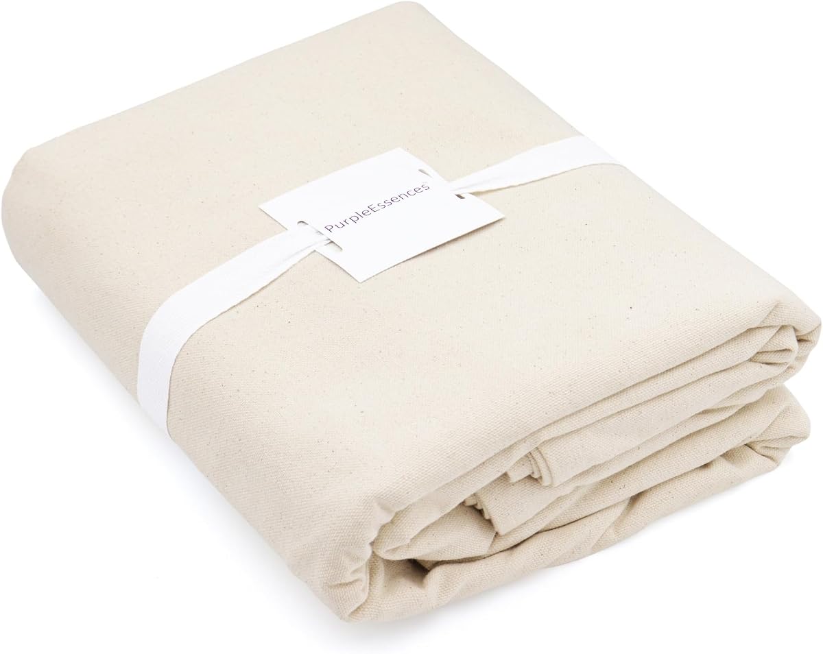 Cotton Canvas Drop Cloth – Thick, Reusable Painter’s Tarp for Walls, Floors & Furniture Protection, Heavy Duty & Washable - Natural - 4 ft x 5 ft