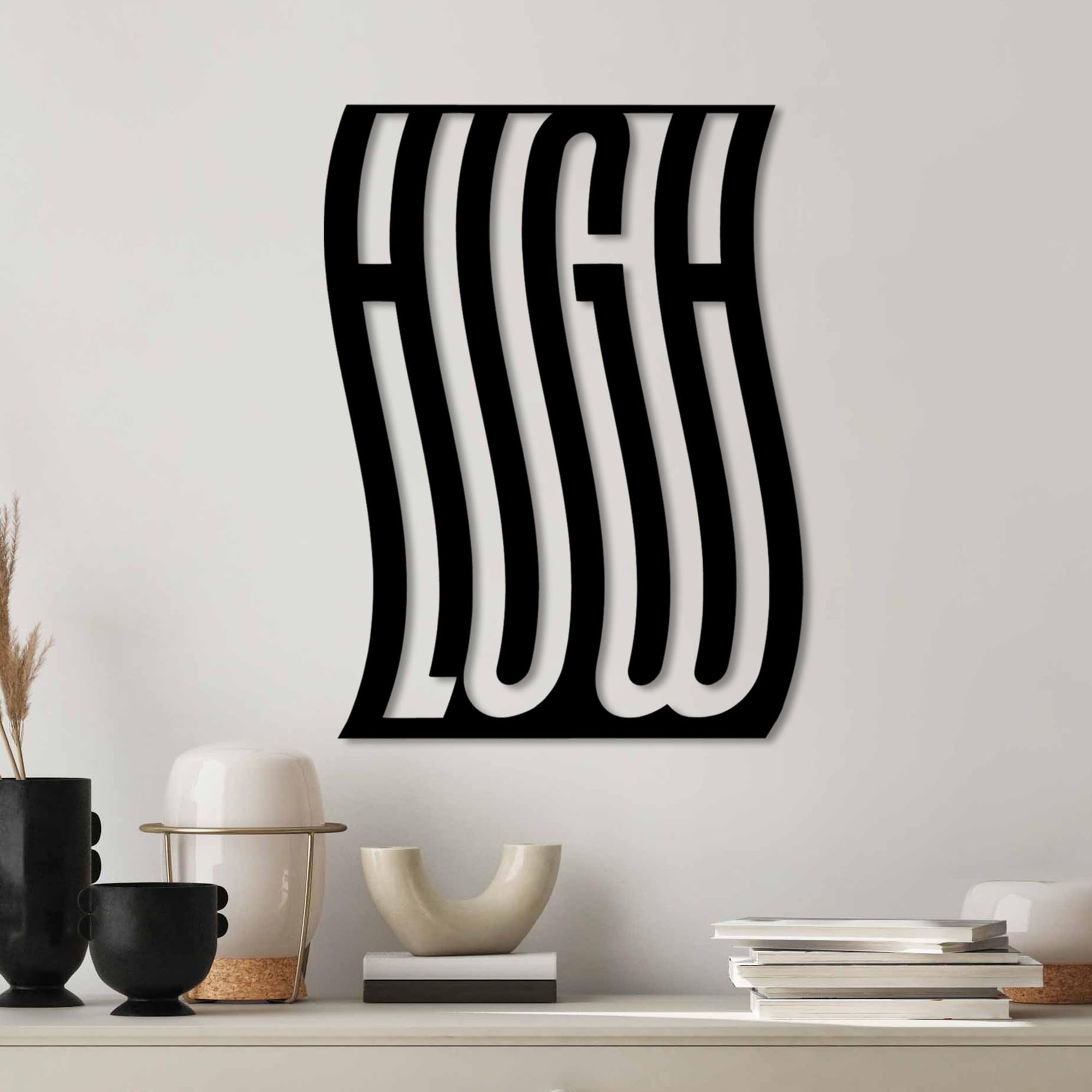 Stylish Black Decorative Metal Wall Accessory, 50 x 37 cm, 100% Metal, 1.5 mm Thickness, Lightweight & Durable, Perfect for Modern Home Decor