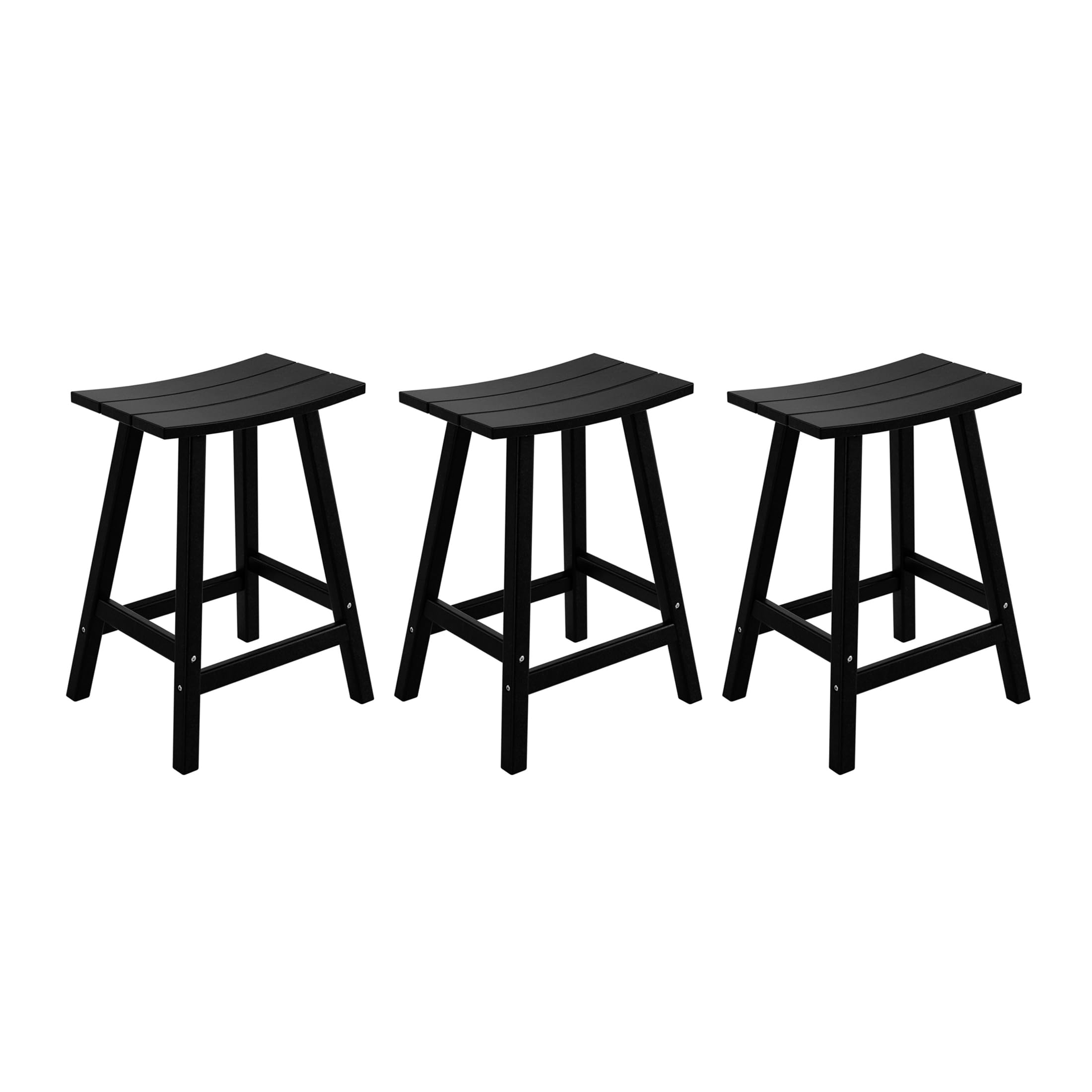WestinTrends Malibu Malibu 24 Inch Counter High Saddle Stools (Set of 3), Black