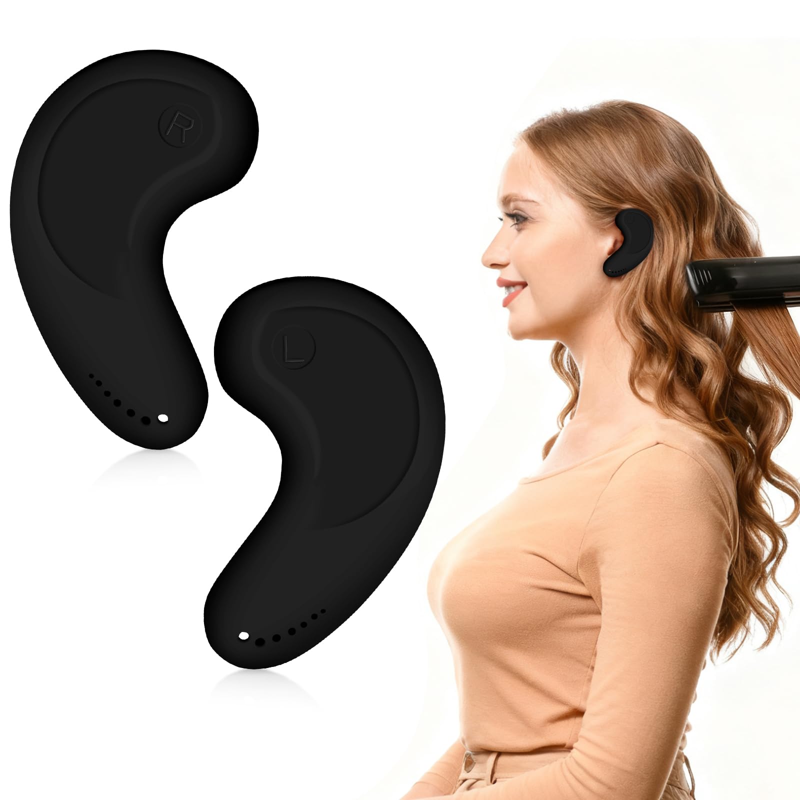 FERNIDA Silicone Ear Covers for Dryer & Hair Dye & Heat Iron, High-Temp Resistance & Reusable Ear Protectors Pair for Salon Home