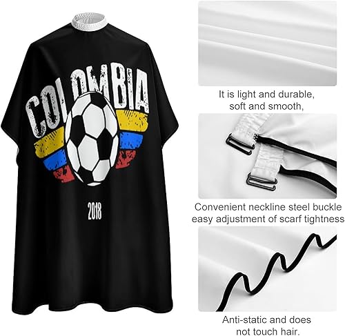 Miniatura 4 de Capa de peluquería para adultos con bandera de fútbol colombiano, ligera, para corte de pelo, para peluquería, delantal