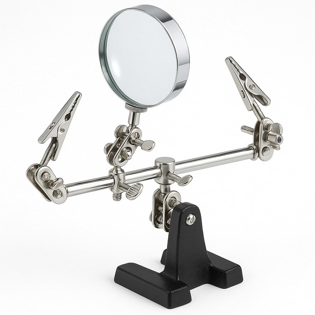 Supporto Terza Mano per modellismo saldature di precisione con pinzette e lente di ingrandimento 60 mm pinze a coccodrillo