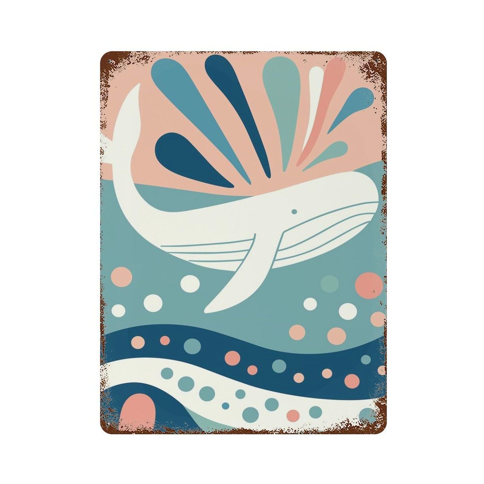 Pastel Whale Retro Metal Sign 15.7"x11.8", for Garage, Bar And Workshop Decor, Shabby Chic Decor