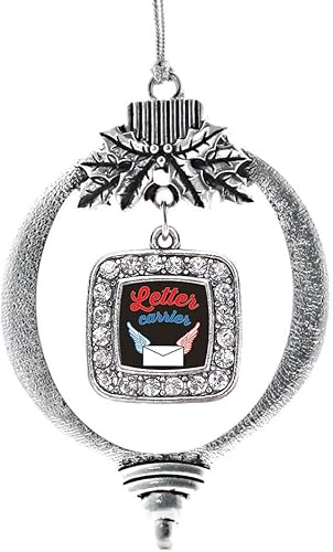 Miniatura 160 de Inspired Silver - My Vintage Initials - Adorno con dije de letra J - Adornos navideños cuadrados de plata con joyas de circonita cúbica