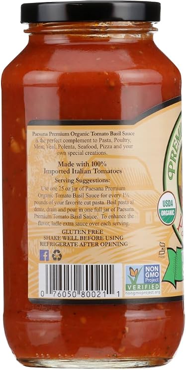 Organic Sauce; Tomato & Basil