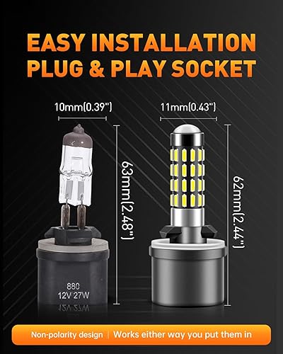 Miniatura 4 de LUYED 2000 lúmenes súper brillante 4014 51-EX chipsets 880 886 890 892 LED bombilla con proyector antiniebla, xenón blanco