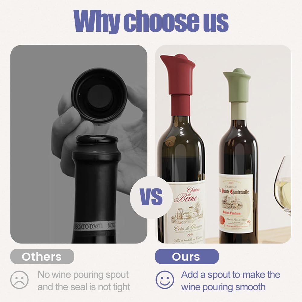 Tapón de vino de silicona para botellas de vino, tapones de vino para botellas de vino, cubierta de botella de sellado para cerveza, champán, cubiertas selladoras de botellas de vidrio, tapones de
