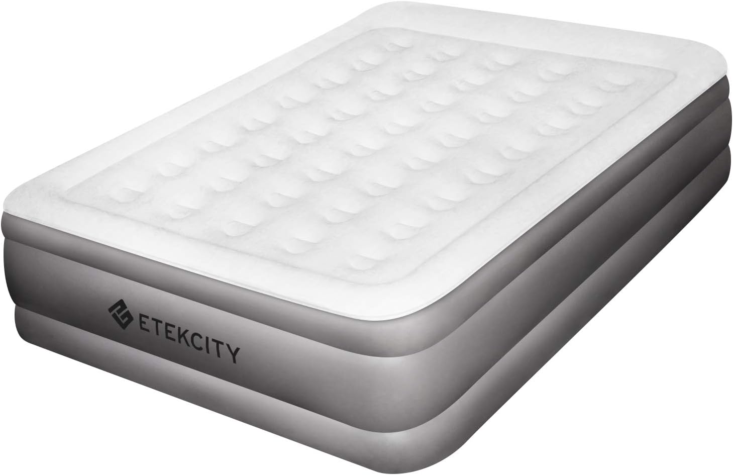 Etekcity Air Mattress with Built-in Pump, Queen Size Height 16.5", Inflatable Airbed Blow Up Air Bed Double Raised Mattress for Camping, Guest, Hiking, Storage Bag, White