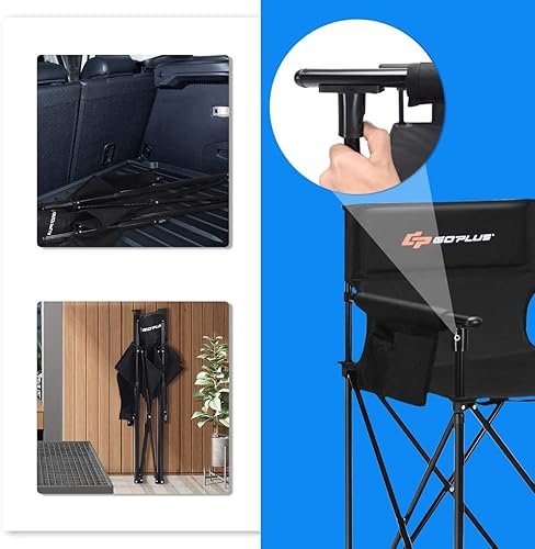 Miniatura 7 de BANGTANE - Silla de camping plegable para exteriores, silla de playa portátil con respaldo elevado y reposabrazos desmontables, bolsas de