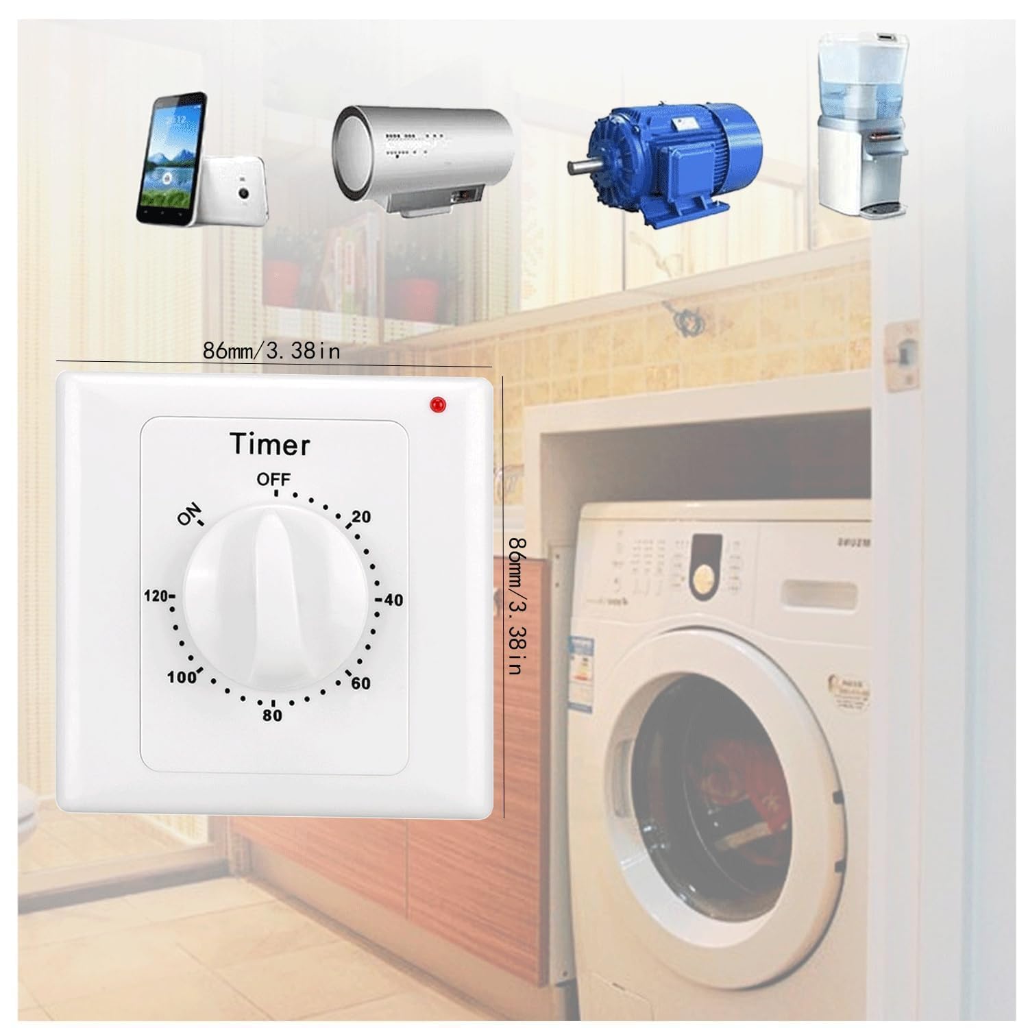 Timer Meccanico 120 Minuti - Interruttore Conto Alla Rovescia Per Luci, Pompe, Ventole