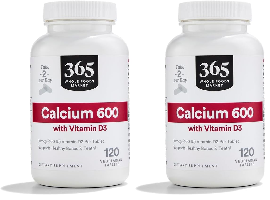 365 by Whole Foods Market Calcium with Vitamin D3 Tablets, 120 Count (Pack of 2)