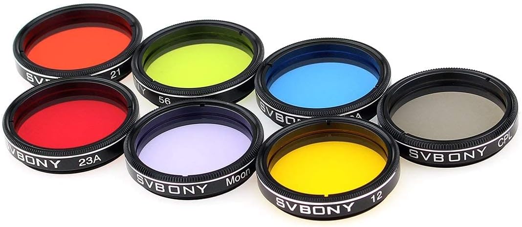 SVBONY Telescope Filter 1.25 inches Moon Filter CPL Filter, for Enhance Lunar Planetary Views Reduces Light Pollution, Bundle with SV133 Filter Wheel Multiple 5 Position Filter Wheel