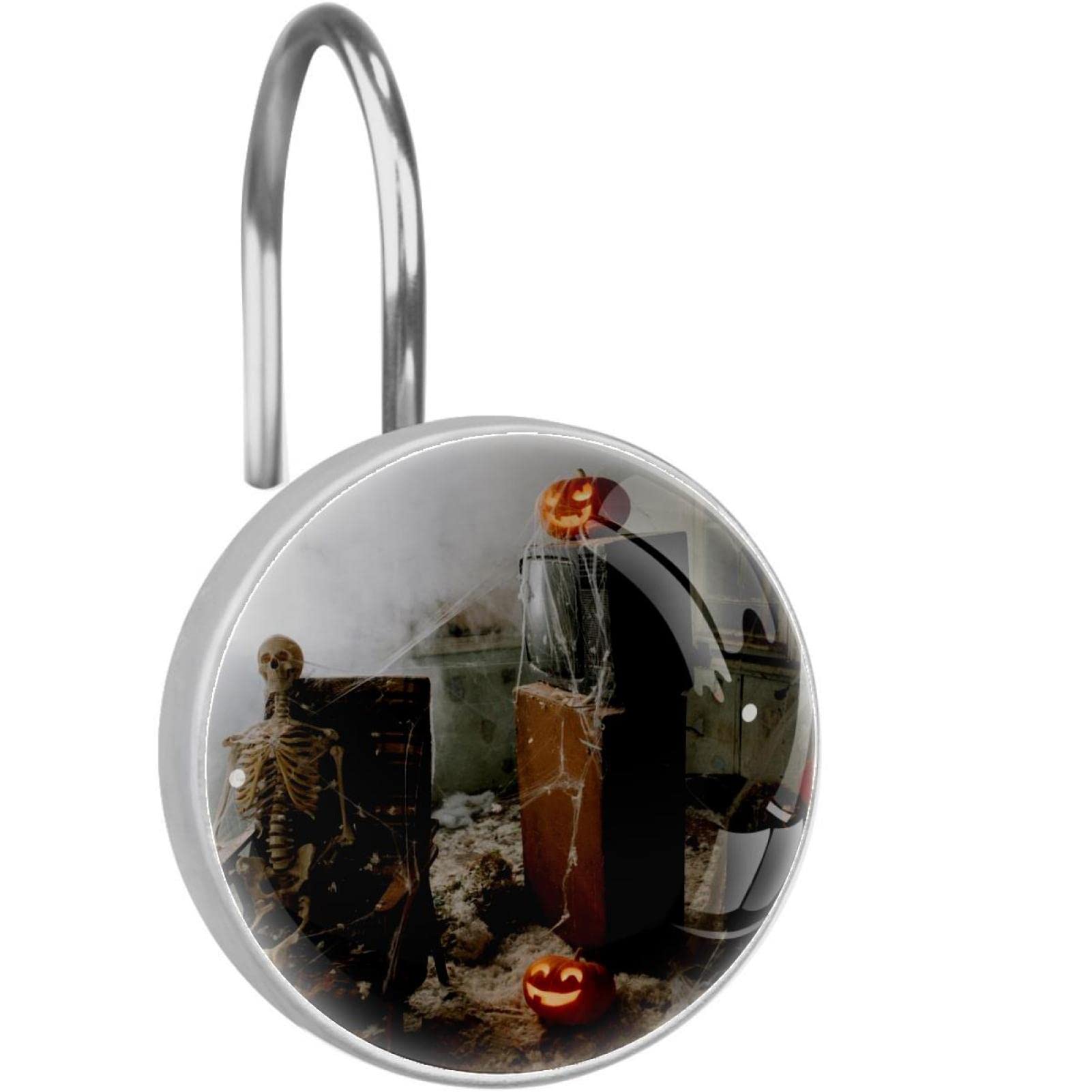 Crochets pour rideau de douche en acier inoxydable lot de 12 anneaux anti-rouille Halloween