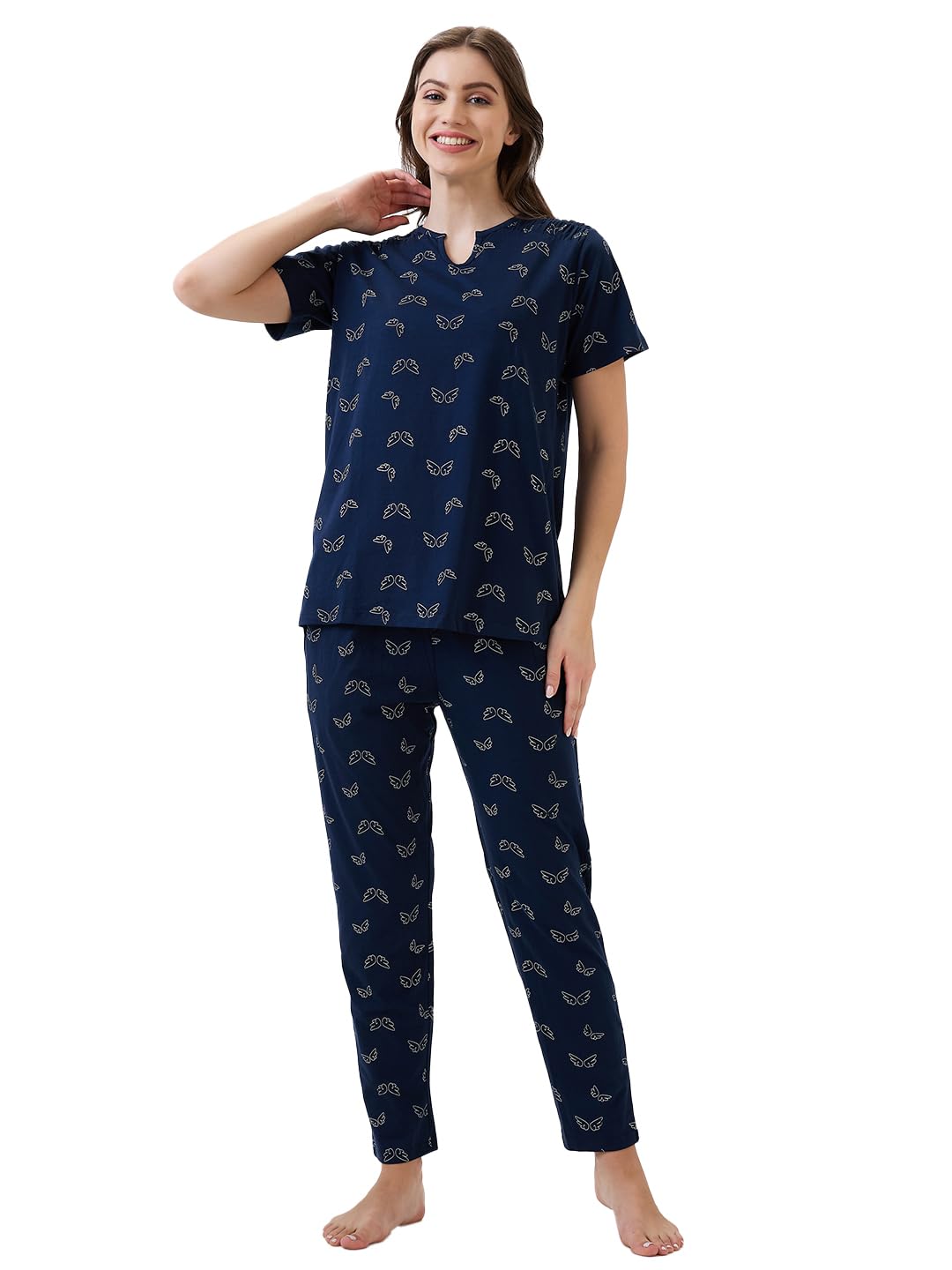 av2 Women's Cotton Printed Short Sleeve Night Suit Set | Pajama Set | Casual Night Dress for Women | Airport Look Coord Set -2891-picture-26