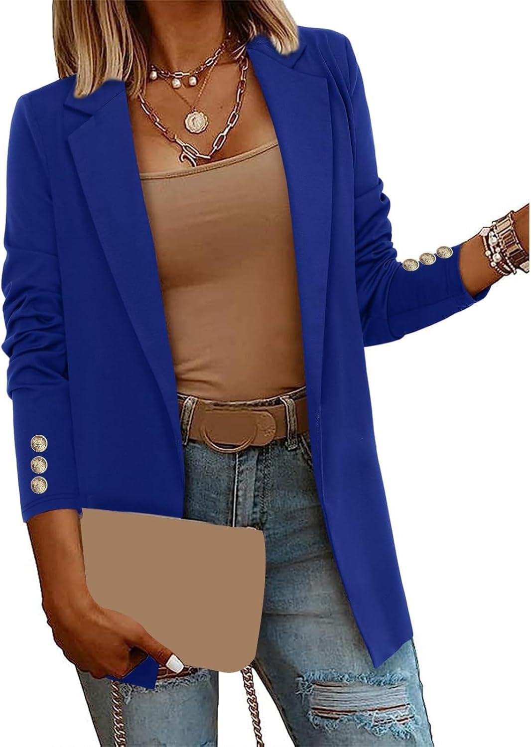 Chaqueta De Manga Larga De Color Sólido para Mujer Chaqueta De Solapa Blazer Carrera Trabajo De Negocios Oficina Blazer De Manga Larga Chaqueta Blazer Chaqueta