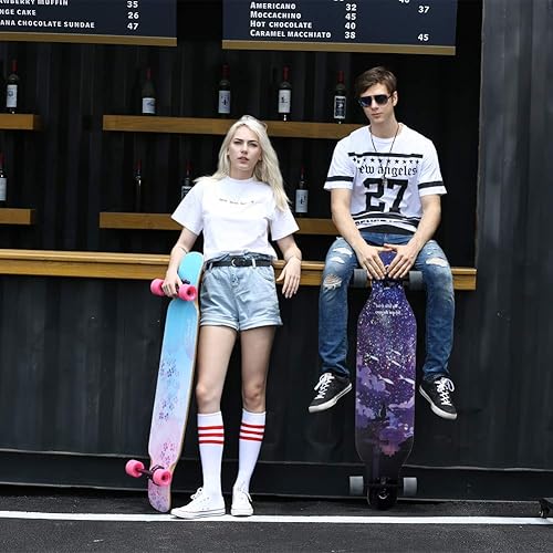 Miniatura 6 de Junli - Patineta Freeride de 41 pulgadas, para skateboarding, estilo libre y pendientes.