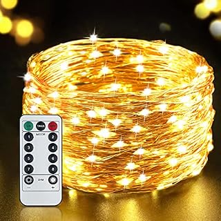 SLAMOS Fairy Lights String Lights, 200 LED 20M/66ft Christmas Lights Outdoor/Indoor Decorations, 8 Modes Remote Control, USB Plug in Powered Pure Copper String Lights for Xmas, Party etc(Warm Yellow)