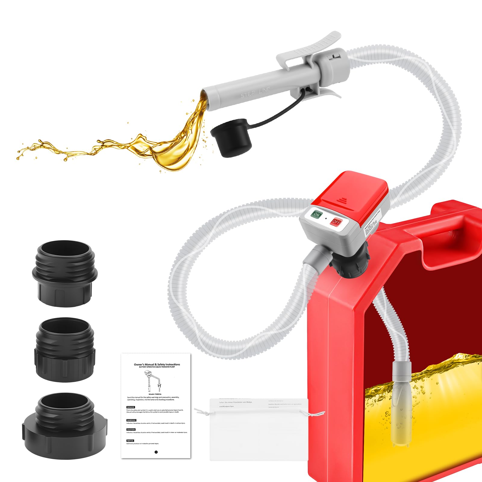 KAOLALI Pompa do oleju napędowego 12V z automatycznym wyłącznikiem (9L/min) na olej napędowy z głowicą 28mm, elektryczna pompa benzynowa do samochodu, kampera, generatora, łodzi