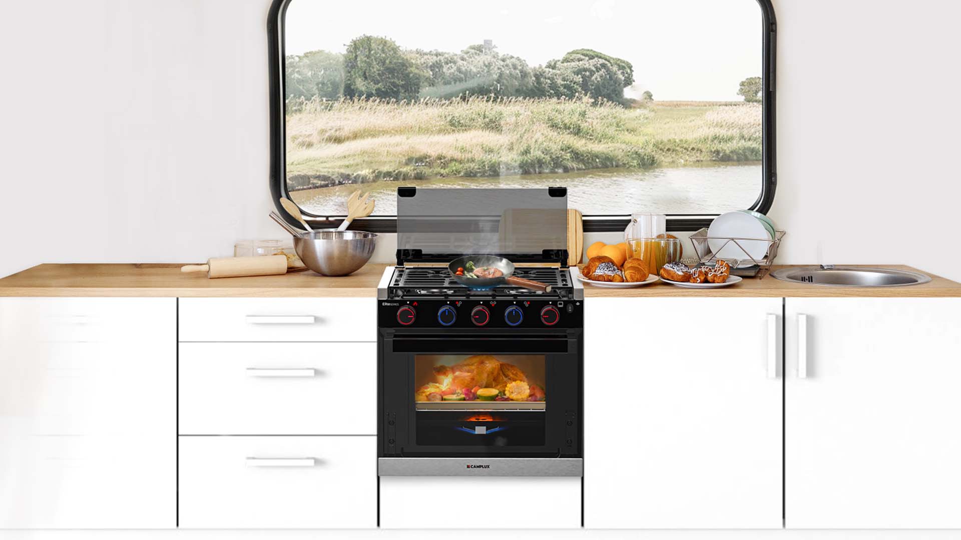 CAMPLUX Classic RV Stove Propane Range 21 Inches, Propane Oven with 3 Burners Cooktop for RV, RV Propane Oven Stove Combo 28,100 BTU/Hr, Stainless Steel RGS21MSF - Image 8