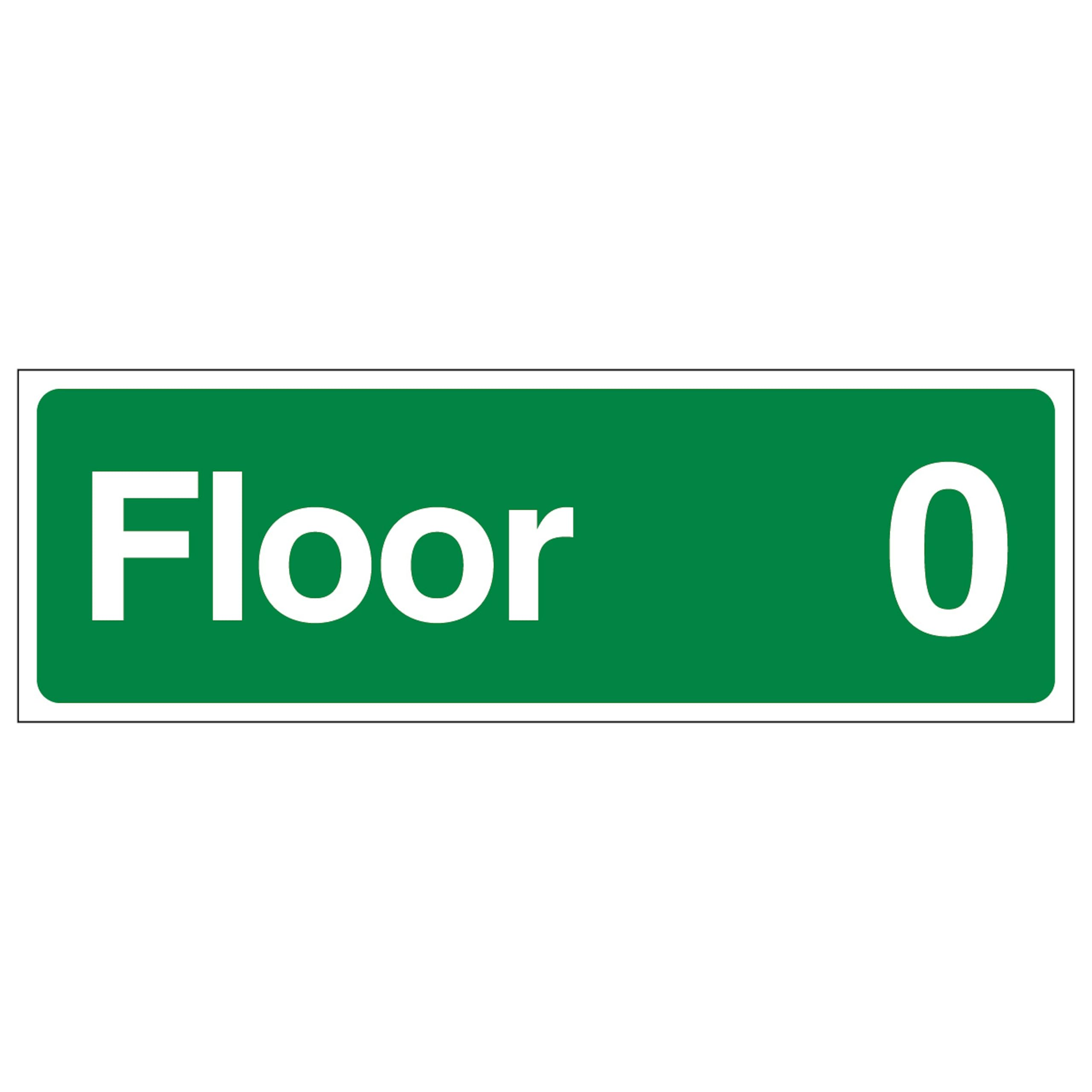 V Safety Floor 0 (Ground Floor) 450 x 150 mm - 2mm Super-Tough Rigid Plastic Safety Sign