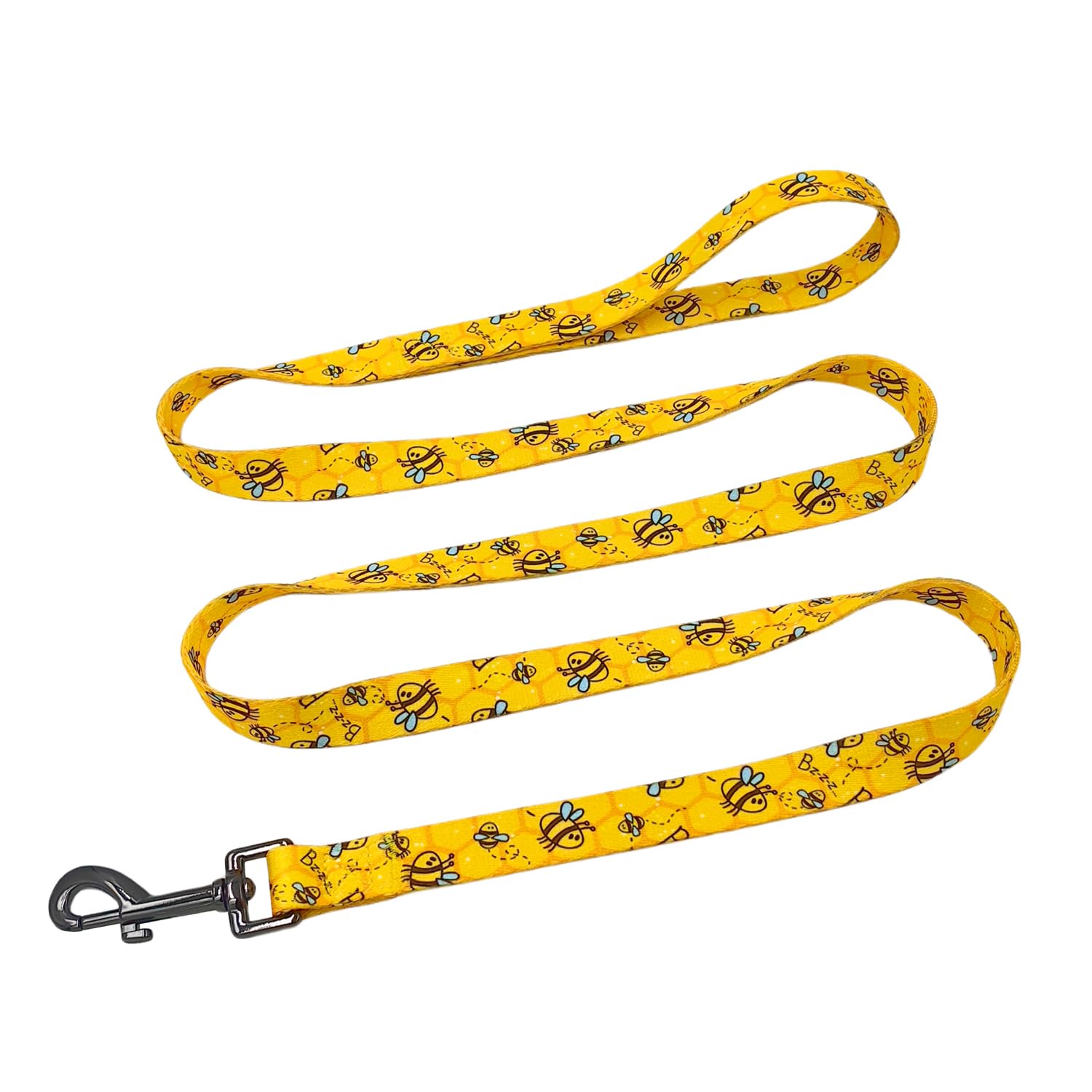 Set di guinzaglio per cani in poliestere, collare e guinzaglio abbinato da 150 cm per cani di taglia media (M, ape gialla)