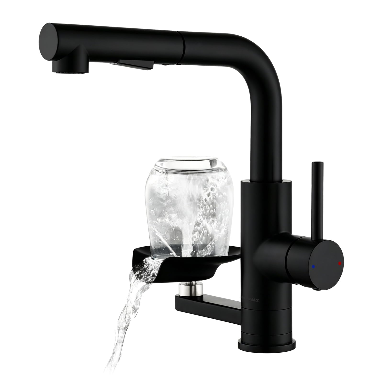 Grifo de Cocina Lavatazas LakeBayMZC, Acero 304 con Diseño y Orientable 360°, Mezclador de grifo de lavabo extensible monomando con 2 Tipos de Chorro de Agua, Apto para Grifo baño, Cocina y Bar, negro