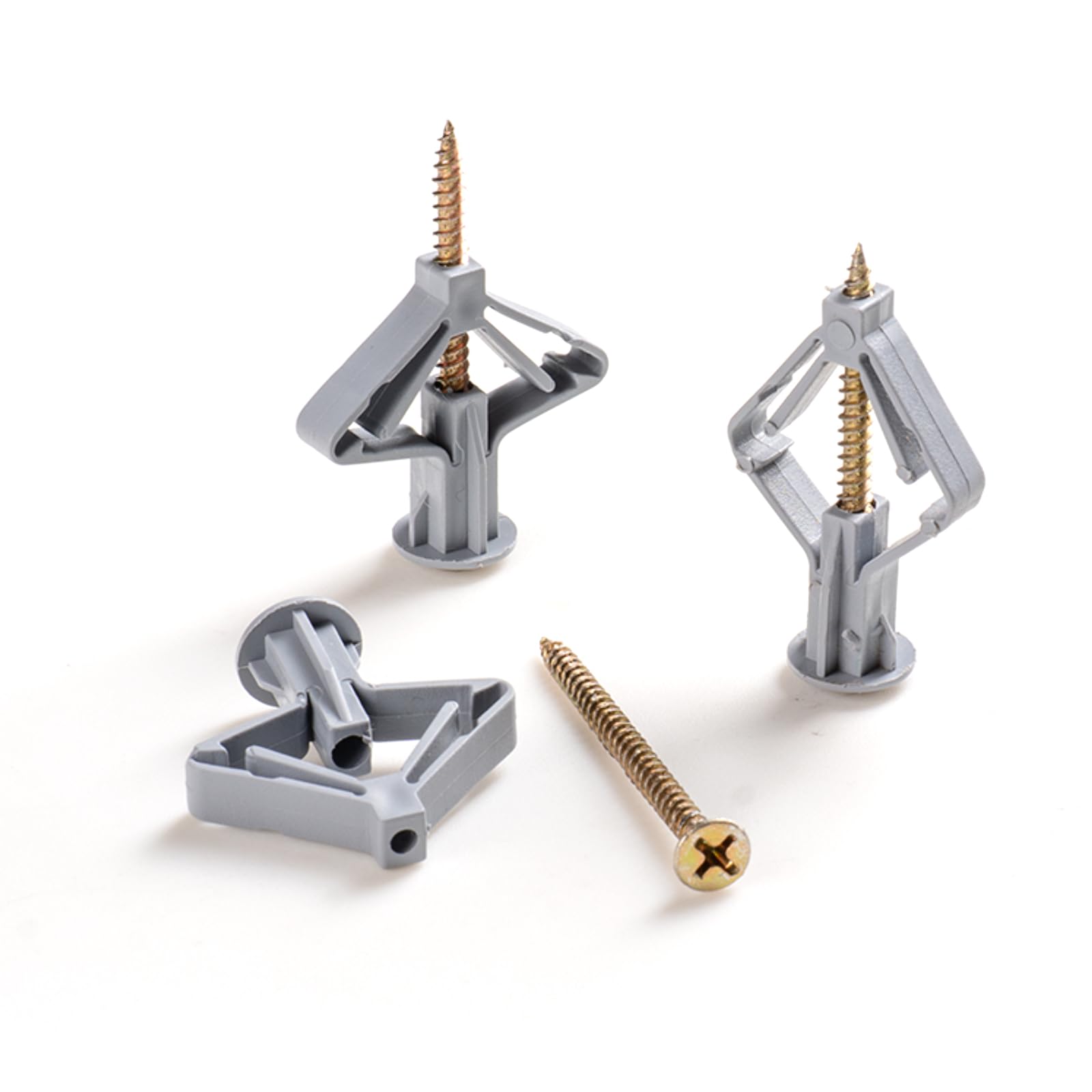 60-Pack Plasterboard Wall Plugs, Gypsum Board Fixing Anchors for Hollow Walls, Universal Heavy-Duty Drywall Anchors, Self-Expanding Gray Anchors, Anti-Rotation Expanding Plasterboard Screws-image-13
