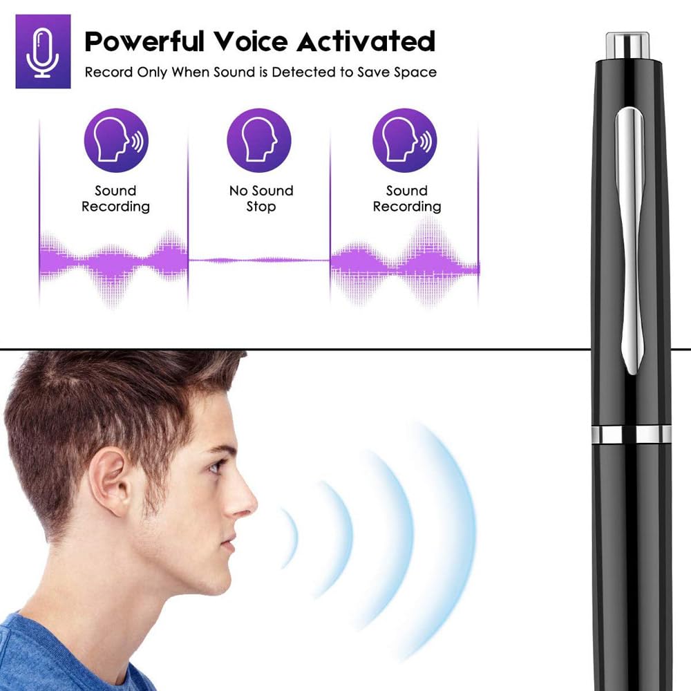 Registratore vocale digitale da 64 GB, batteria da 48 ore, riduzione del rumore, attivazione vocale, indicatore di registrazione visibile, registratore audio ricaricabile per lezioni, riunioni