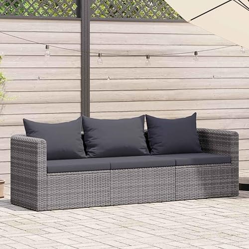 Miniatura 2 de vidaXL Juego de sofá de patio de 3 piezas, diseño elegante y práctico con ratán de polietileno resistente a la intemperie y marcos de acero con