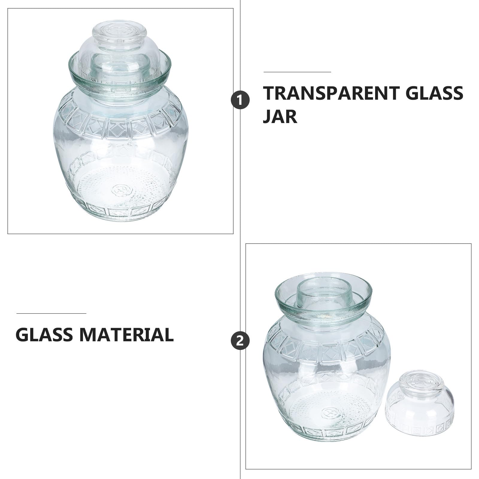 Garneck Glas Gurkenglas 2500ml Einmachglas mit Deckel Leichter zu Reinigender Transparenter Aufbewahrungsbehälter für Küche und Eingelegtes Gemüse ohne Grate