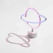 Muitomas Lampada Neon Pianeta da Tavolo, Luce LED 3,5W con Ricarica USB-C, Decorazione Luminosa per Casa, Camera e Ufficio