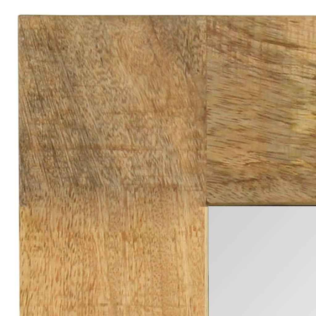 Spiegel Mangoholz massiv 50 x 50 cm mit Rahmen, Wandmontage für Flur Bad Schlafzimmer Wohnzimmer, Vintage Deko Kosmetik Schmink Ganzkörper Styling Makeup Rasur
