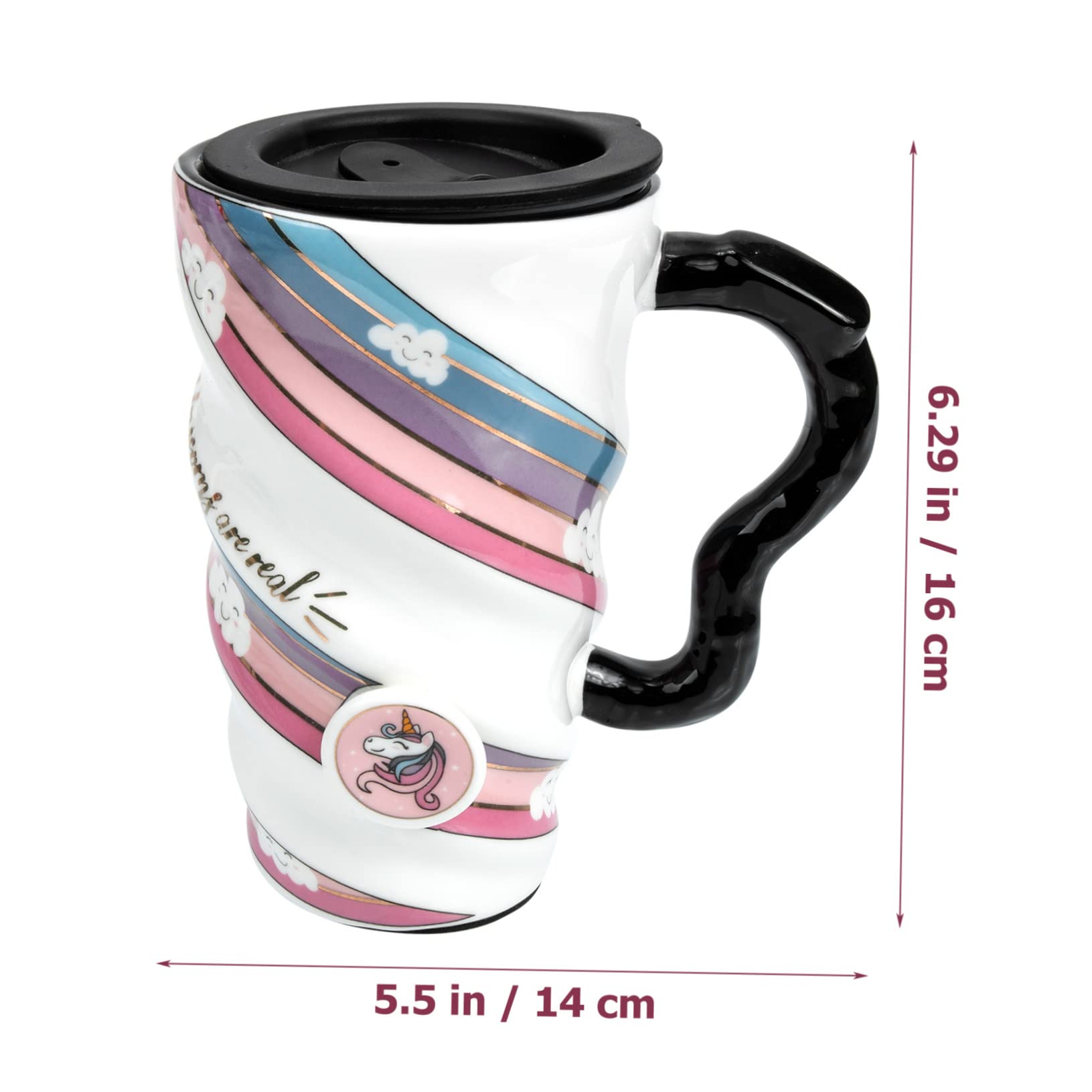 LIFKOME Tazza Unicorno in Ceramica Tazza Da Caffè Riutilizzabile Con Coperchio Ermetico Per Bere Tè Caffè Succhi Di Frutta Regalo Per Ragazzo Ragazza Ragazza e Adulti