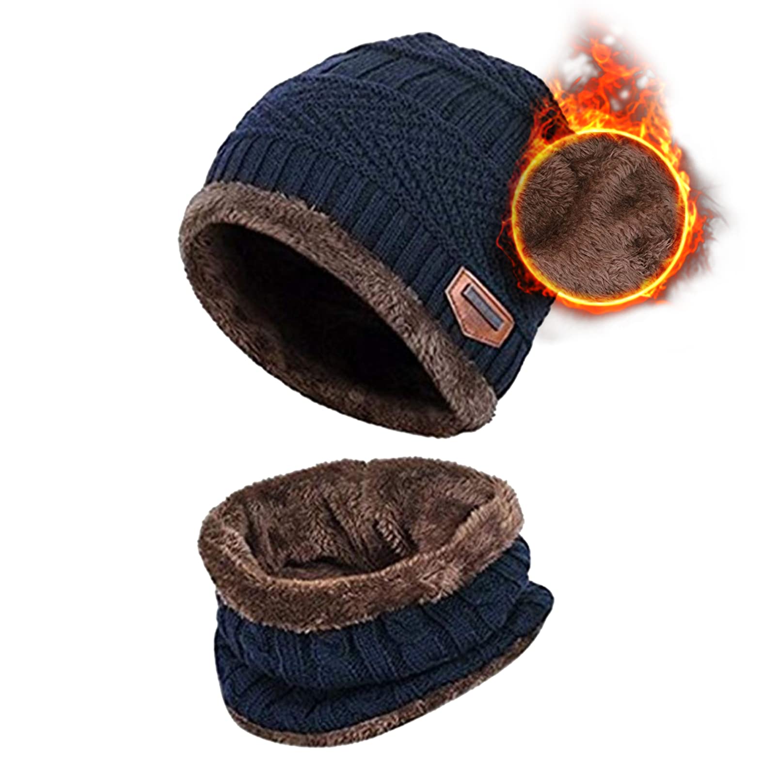 Gorro y Bufanda Niño, Conjunto Gorro y Bufanda de Punto 2 en 1, Gorro y Bufanda de Invierno con Forro Polar para Niños y Niñas
