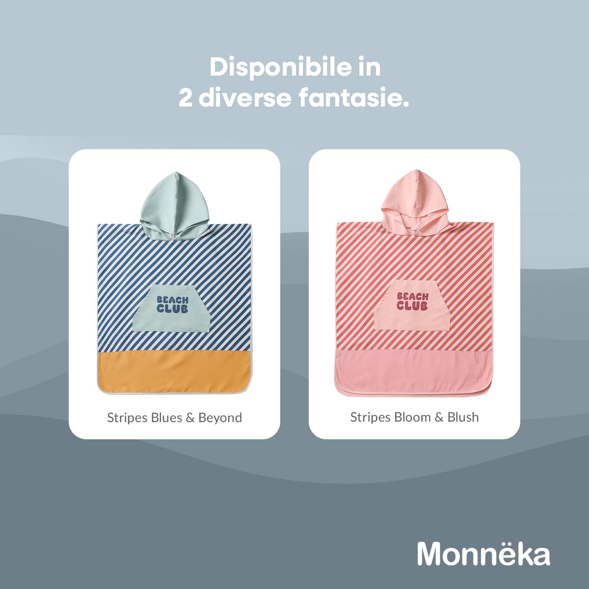 Poncho da Bagno con Cappuccio per Bambini | Asciugamano Assorbente, Asciugatura Rapida in Tessuto Morbido | Leggero e Confortevole | Spiaggia, Piscina o Casa | Blues & Beyond 1 a 3 anni