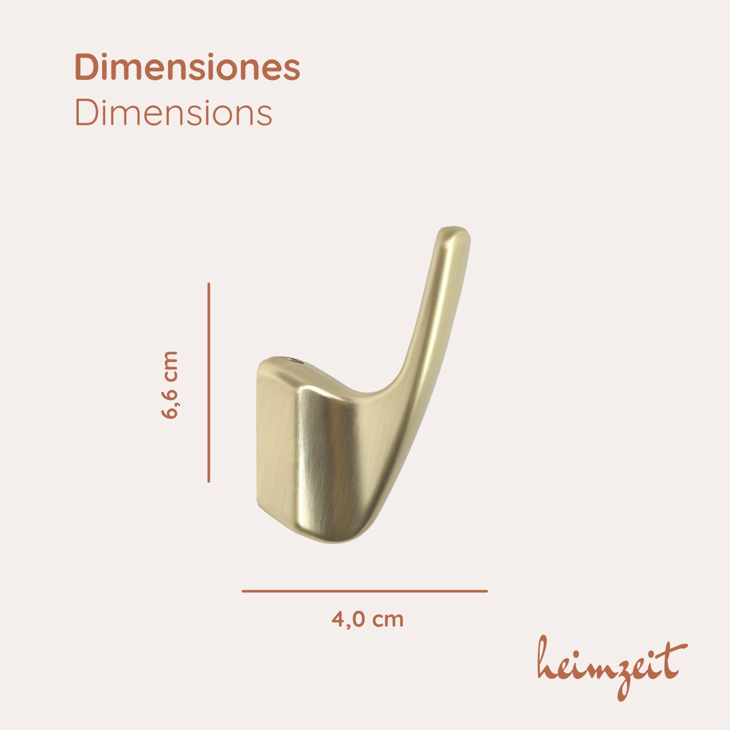 Ganchos de Pared Curve para Atornillar 4 Unidades en Oro, Perchero de Pared para Armario, Chaqueta, Toalla, Mochila y Ropa, Diseño Moderno, Ganchos Metálicos para Perforar