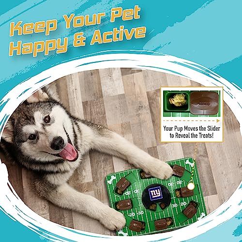 Image of Pets First NFL New York Giants Puzzle Toy for Dogs, Slow Feeder Board for Pets, Interactive Doggie Treat Toy