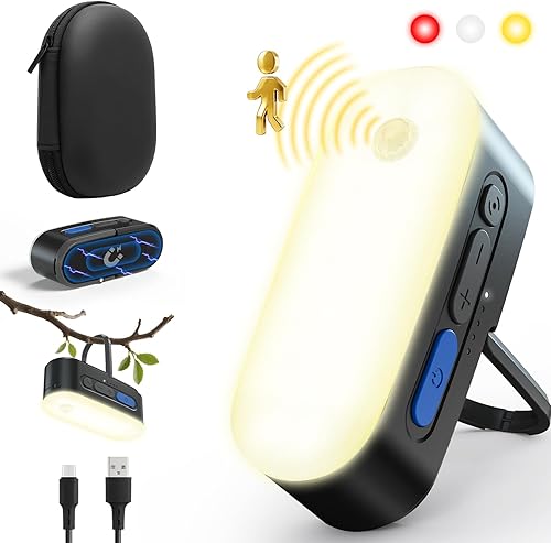 Miniatura 9 de Linterna LED portátil para campamento, luces recargables con sensor de movimiento, luces USB ligeras colgantes, IPX5, luz magnética de emergencia