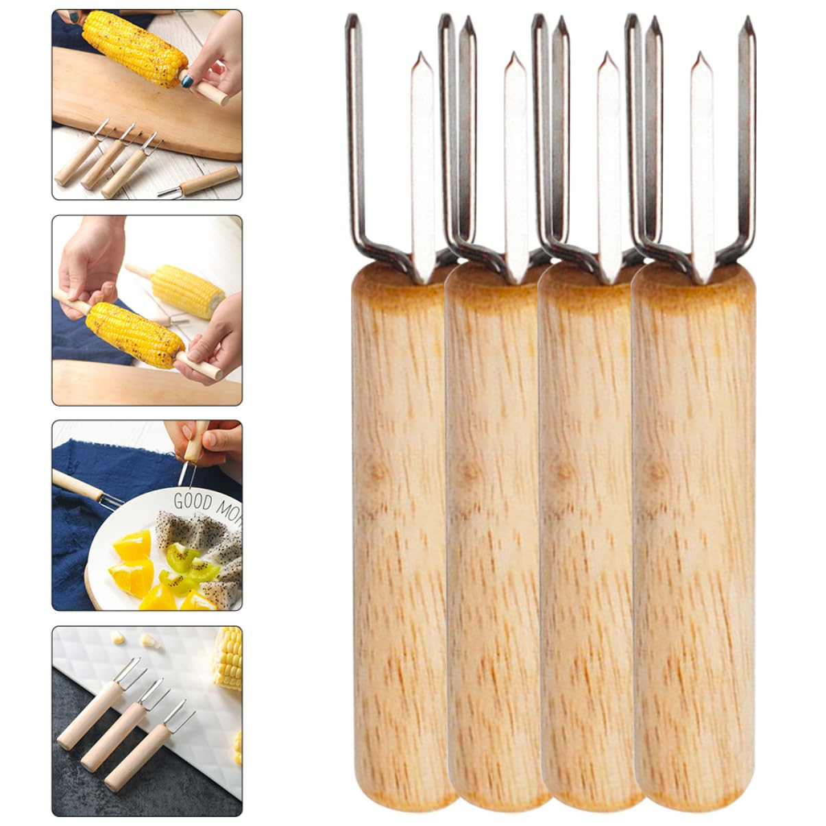 PRETYZOOM 5 Set Forchetta Per Mais Posate Padelle Cucina Hamburger Forno Porta Pannocchie Spiedini Stufa Griglia Per Esterni Detergente Forchette Barbecue Pelapatate Piastra 6 pezzi * 5