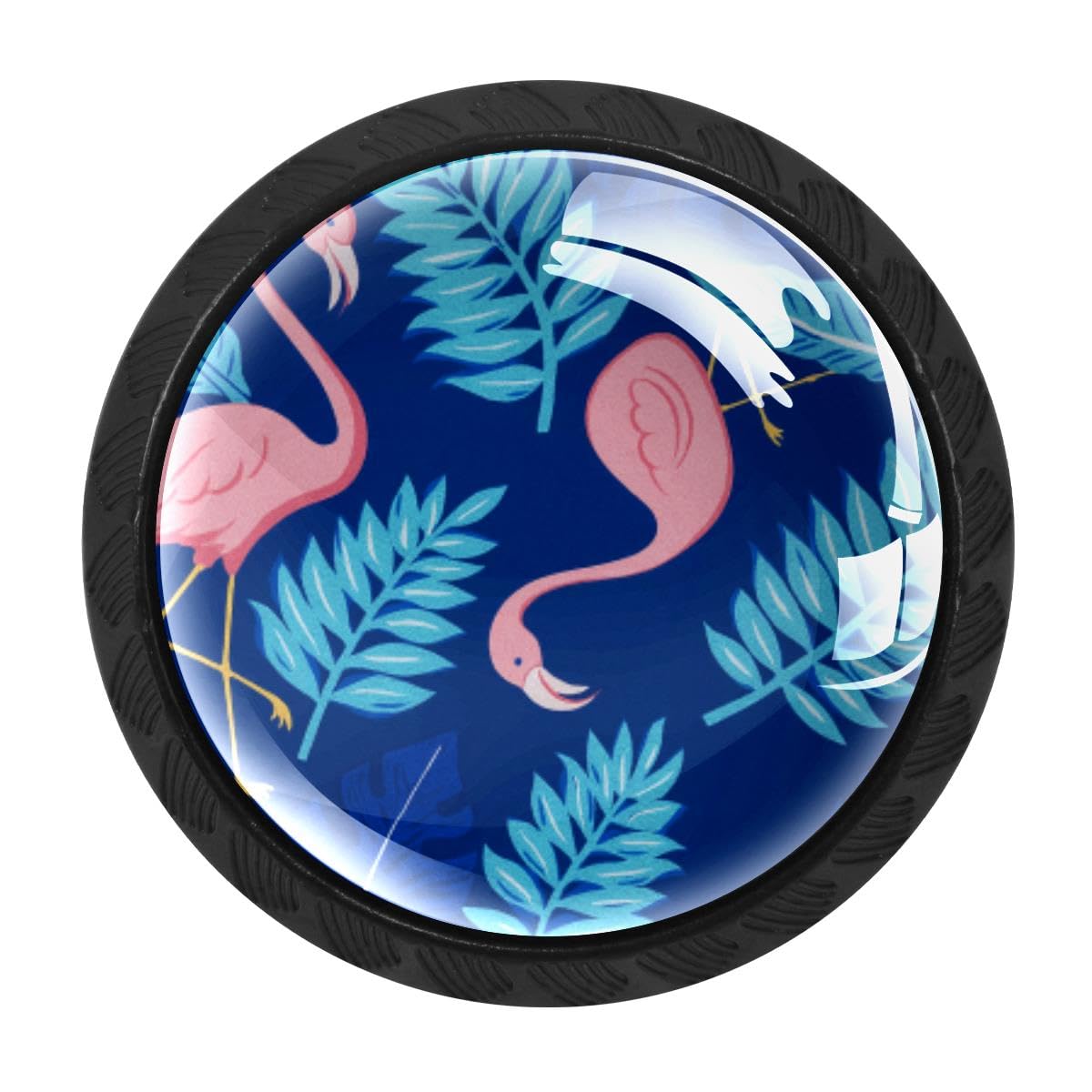 4 PCS Kitchen Cabinet Knobs, Flamingo Leaves Drawer Knobs Dresser Handles