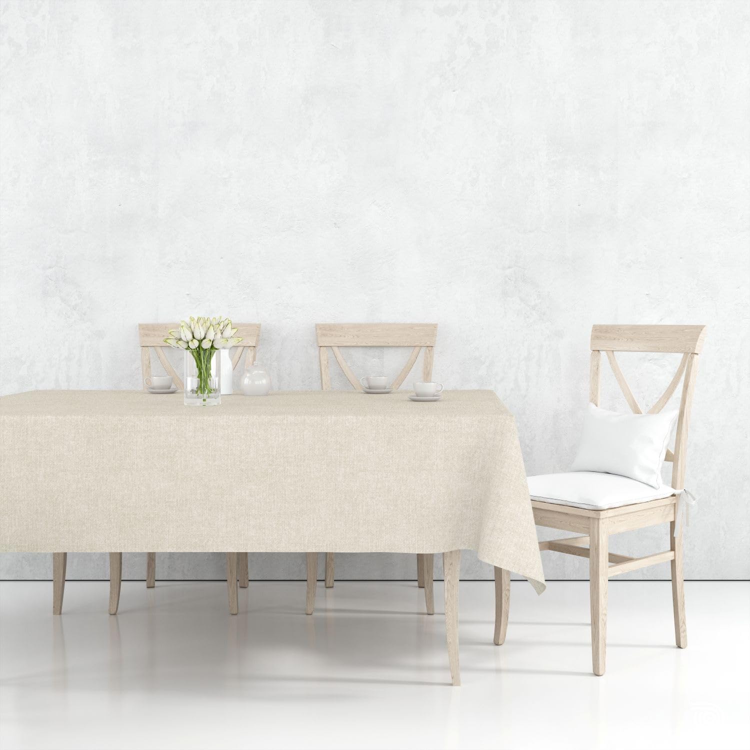 Nortufting Nappe Tissu Coton Enduit – Imperméable, Résistante & Anti Taches – Nappe Déco Élégante, Facile à Nettoyer pour Table Intérieur & Extérieur (Dune Beige, Rectangle 140 x 300 cm)