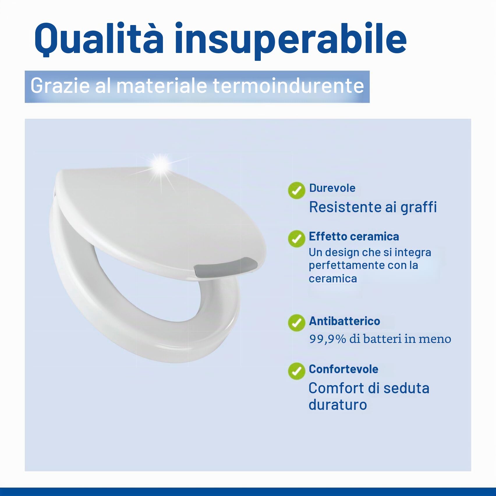 Wenko Sedile WC Secura Comfort, antibatterico, rialzata, Termoindurente, 3737 x 7 x 4443.5 cm, Bianco