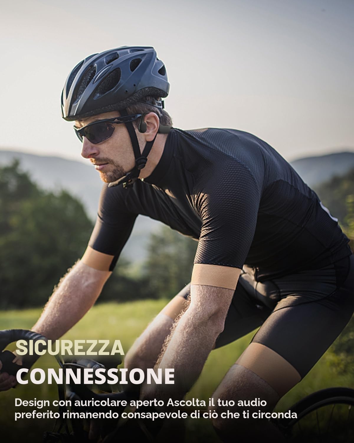 SANOTO Cuffie Conduzione Ossea Open Ear Auricolari Bluetooth 5.3 Ossea Auricolari Conduzione Ossea Wireless IPX7 Cuffie Sport Impermeabili e Antisudore Adatte per Corsa Ciclismo Fitness Ufficio