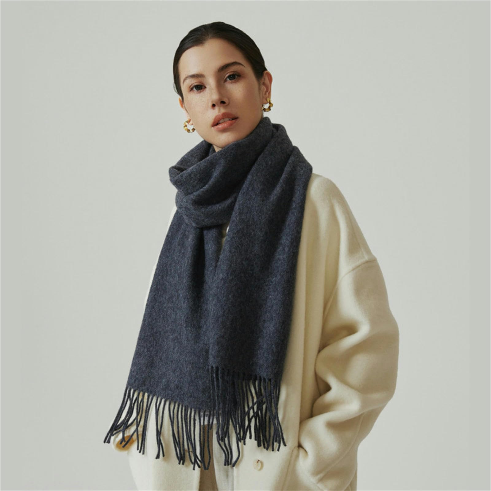 Schal Für Damen Herbst Und Winter Frauen Imitation Wolle Schal Modische Dicke Flauschige Warme Vielseitige Schal-blau 1-200 * 30cm
