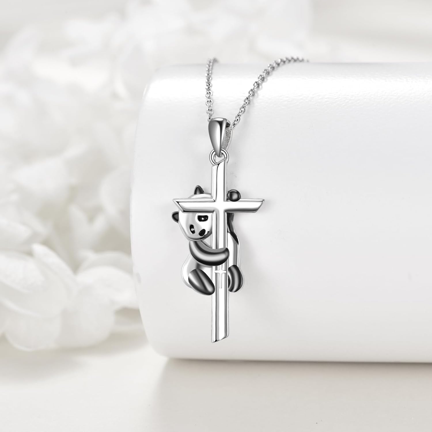 Panda/Black Cat/Tiger Cross Necklace for Women Sterling Silver Cross Jewelry for Women - Image 2