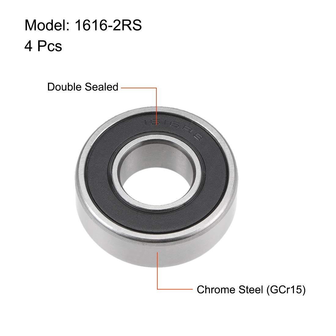 Produktbild von 10x Uxcell Rillenkugellager 1614-2RS – Beidseitig Abgedichtet, Z2-Qualität, Perfekt Für Allerlei Drehteile