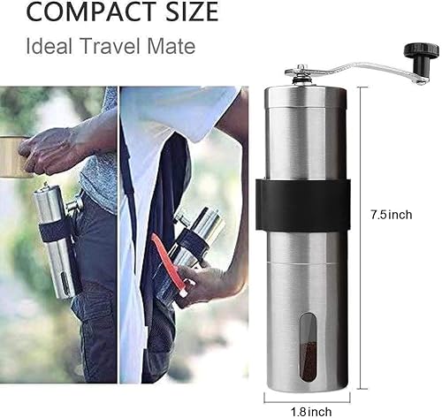 Miniatura 3 de Molinillo de café manual, molinillo de café portátil de mano con ajuste ajustable, molinillo de café cónico de acero inoxidable para café por goteo,