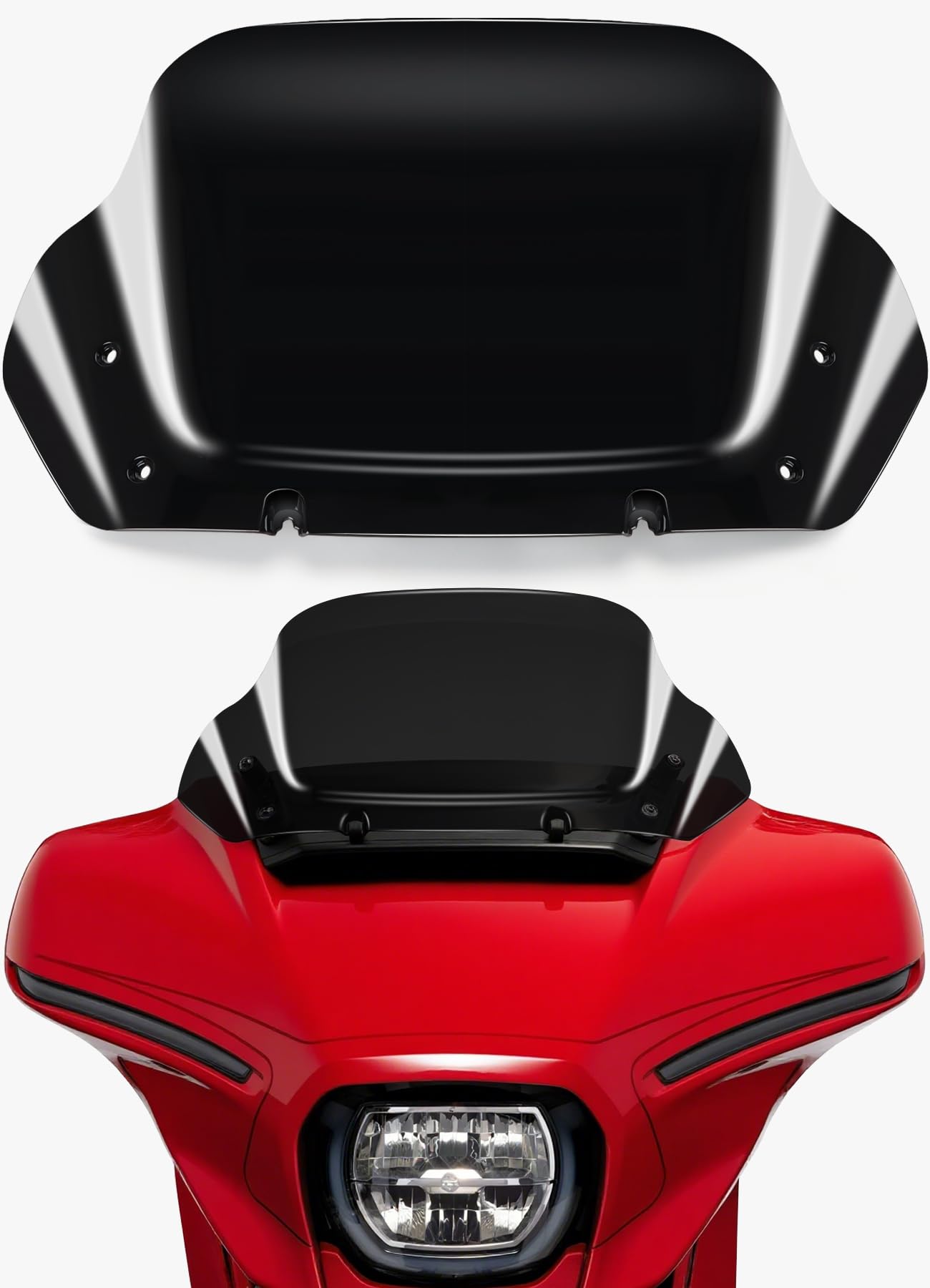 Photo 1 of 10" Wave Windshield Windscreen Wind Splitter Compatible with Harley Davidson Touring CVO Street Glide FLHXSE 2023-up,Street Glide FLHX 2024-up & FLXHU 2025-up (Black)