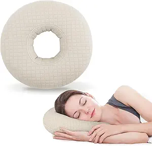 Ear Piercing Pillow for Side Sleepers, Ear Pillows with Holes for Pain, Earring Inflammation Pressure Sores, Cotton Earring Pillow for CNH Side Sleepers